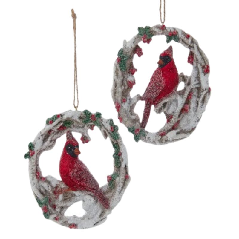 Birch Berry Cardinal Ornaments